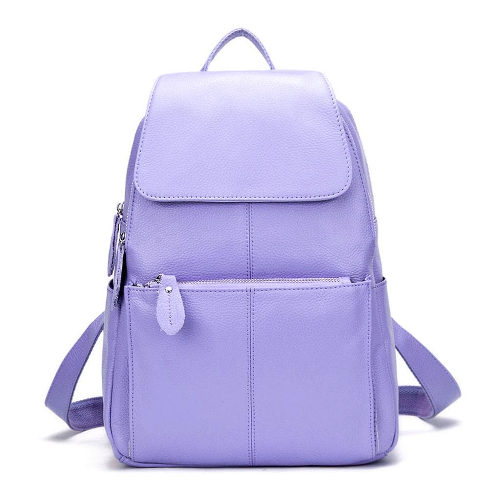 Zency Fashion Soft Genuine Leather Large Women Backpack Quality A+ Ladies Travel Knapsack Schoolbag navy blue