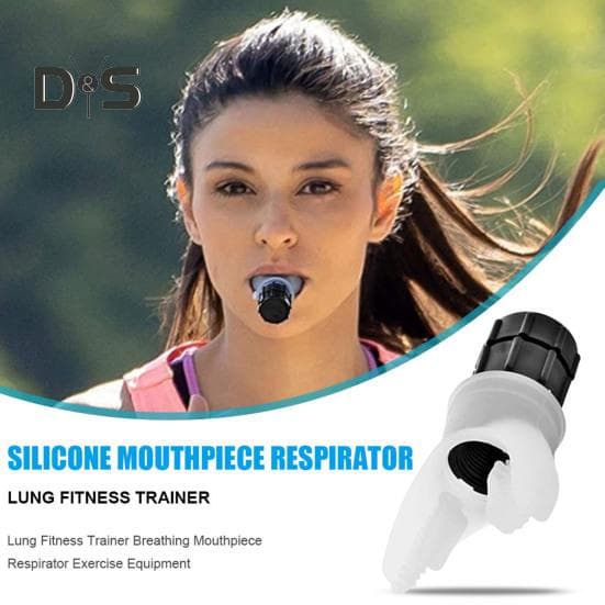 Breathing Trainer Portable Respiratory Muscle Trainer Adjustable Resistance Oral Muscular Exercise Device for Running Daily Fitness Training black