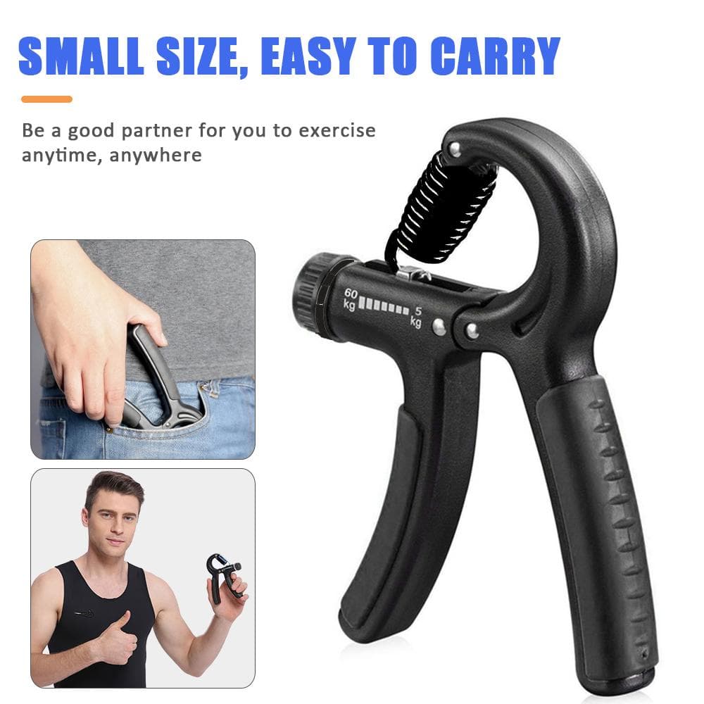 5-60KG Adjustable Hand Power Grip Strengthener Wrist Forearm Trainer Exerciser black