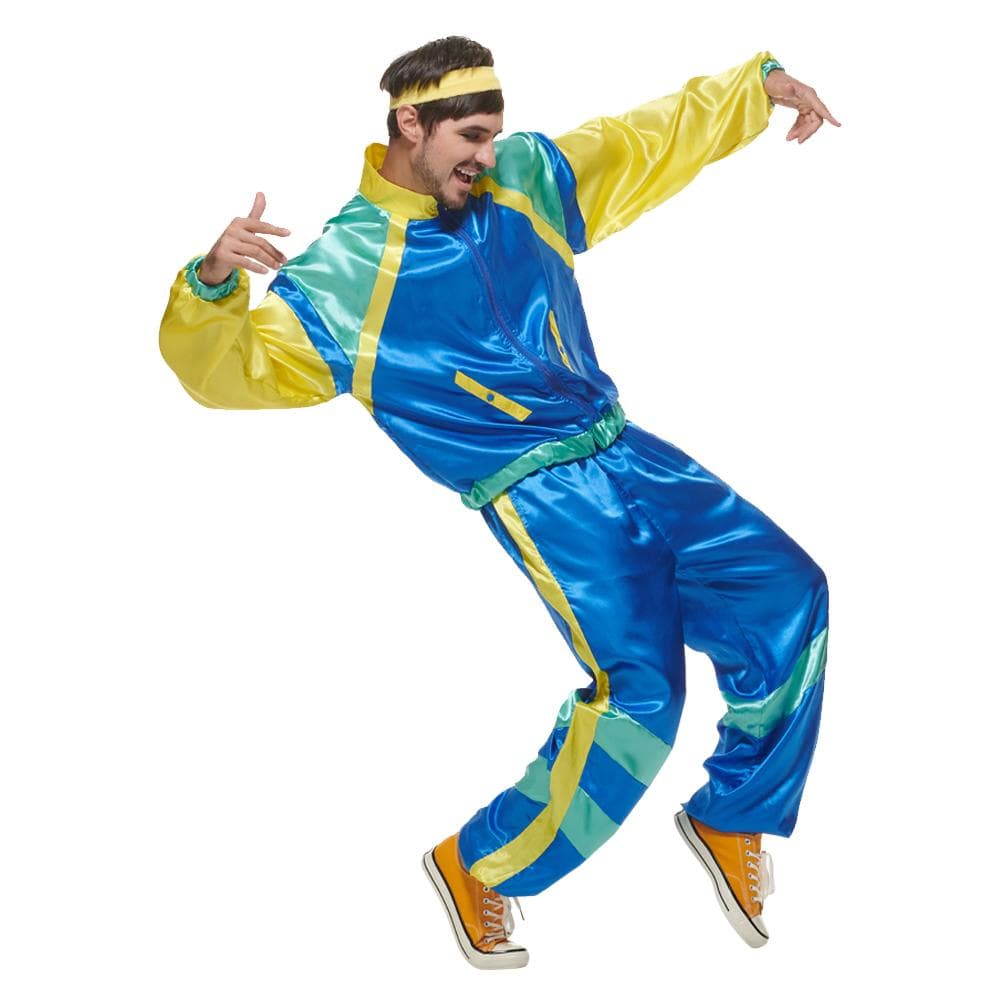 Men 80s Costume Retro Jacket Shell Suit Party Tracksuit cm