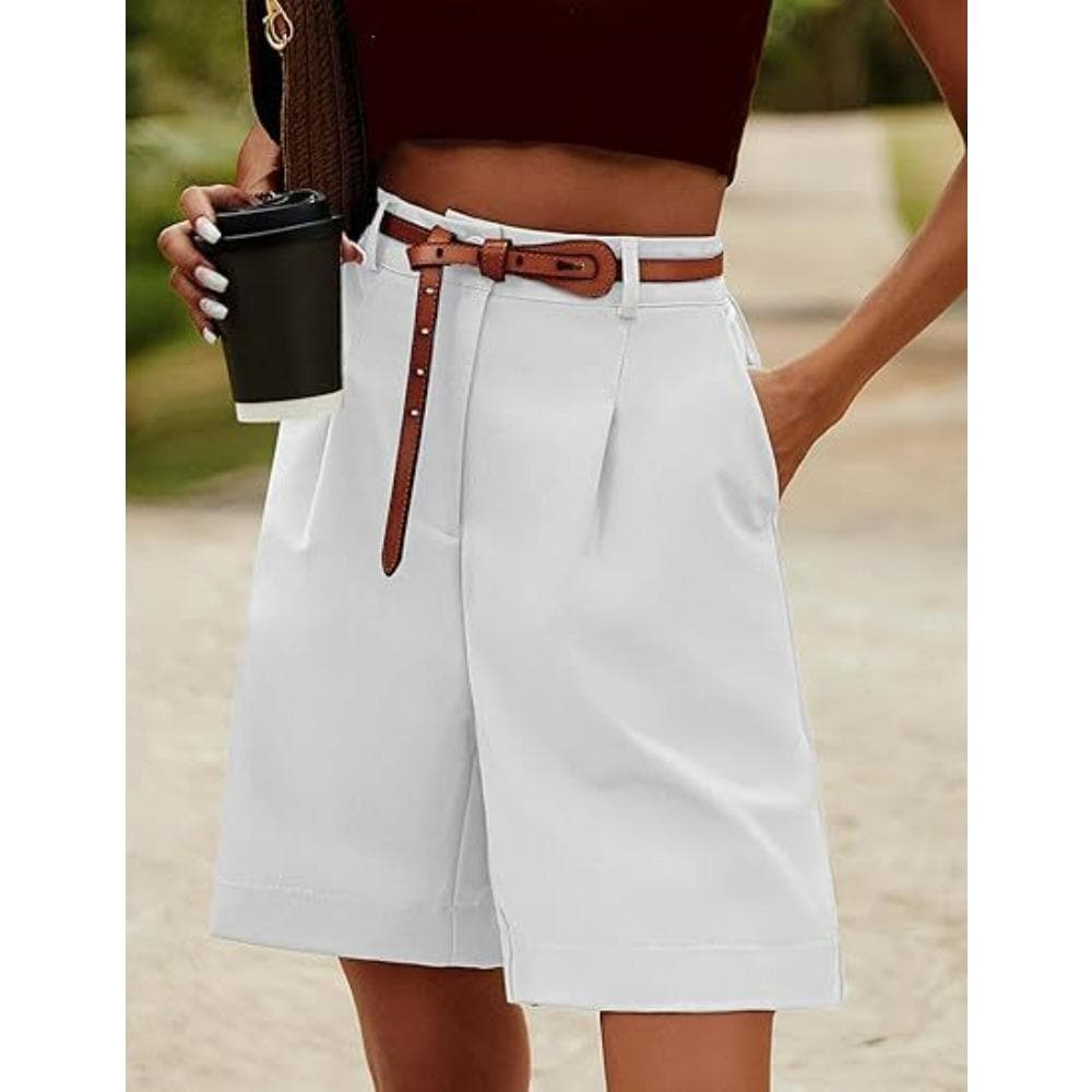 Women's Summer High Waist Shorts Office Loose Women's Shorts cm grey