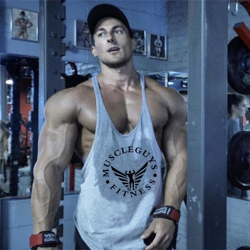 Muscleguys  Bodybuilding Clothing Undershirt Mens Cotton Fitness Stringer Singlets Vest cm black