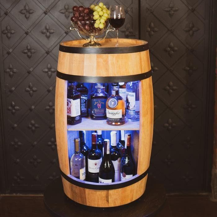 Creative Cooper Casier à Vin Tonneau En Bois Armoire Bar Meuble Rangement Bouteille Alcool Minibar Bar de jardin 80cm Chêne brown