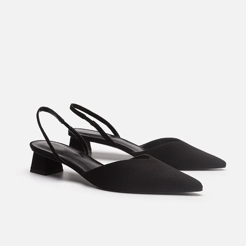 Fashion 2024 Women's Pointed Toe Slingbacks Shoes New Summer Chunky Heel Women's Sandals Dress Party Women Heeled Shoes Female Pumps cm light green