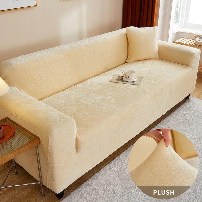 Thickened Plush Sofa Cover For Living Room Solid Color Elastic Sofa Slipcovers Tight Wrap All Inclusive Non Slip Sofa Towel