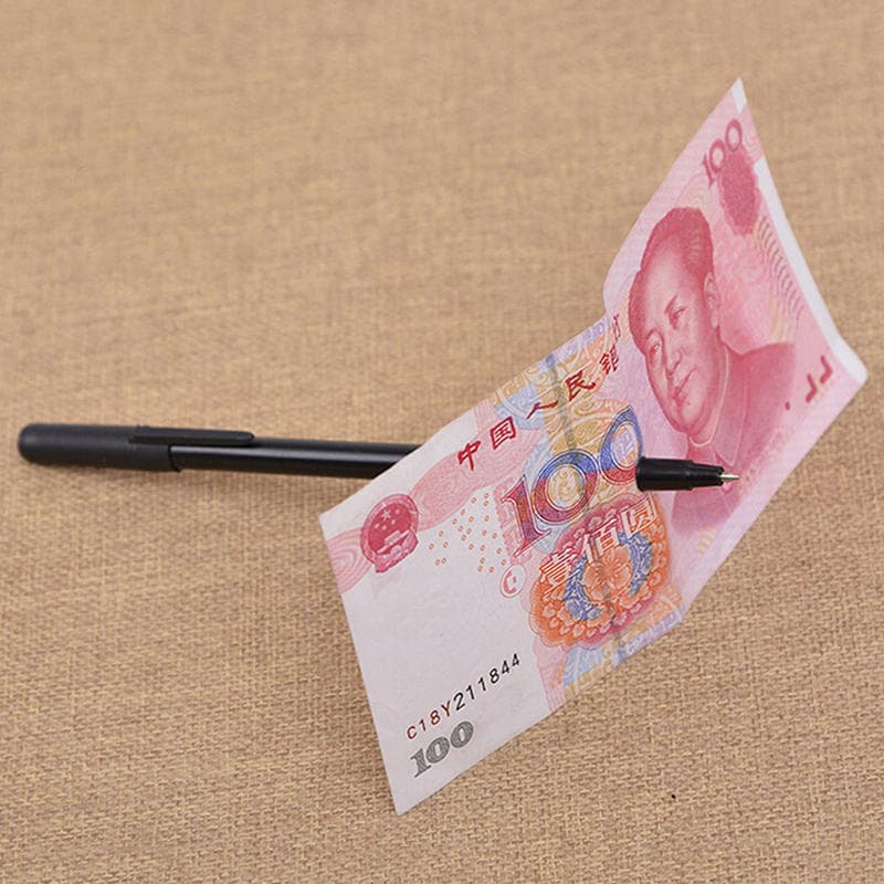Magic Trick Ball Pen Black Magician Toy Bill Penetration Dollar Bill Pen Trick black