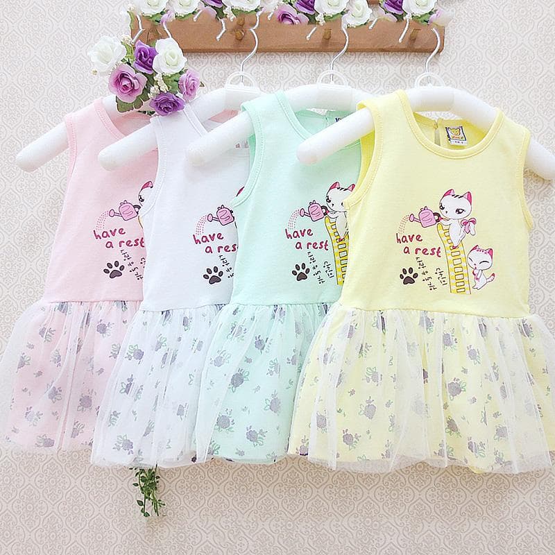 4 Pcs/lot Newborn Baby Girls Toddler Clothes Romper Vest Skirt Headband Set Mesh Skirt Kids Party Princess Clothing Dress cm pink