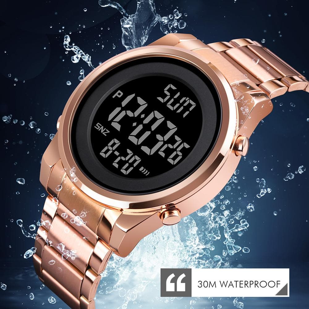 SKMEI Men Digital Business Watch Dual Time Mode Date Week Alarm Clock Backlight 3ATM Waterproof silver