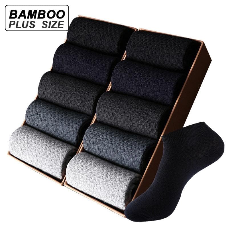 10 Pairs Men Bamboo Fiber Socks Breathable Compression Long Sock Business Casual Male High Quality Large size EU38-48 38-43 grey/blue