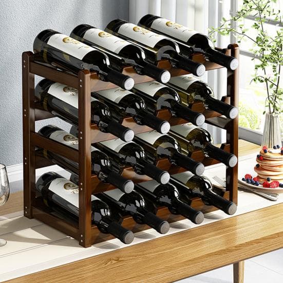 Bamboo Wine Rack Holder Bar Cabinets Stackable Storage Cube Tabletop for Champagne Multilayer DIY Assembled Natural Wood Bottle Holder