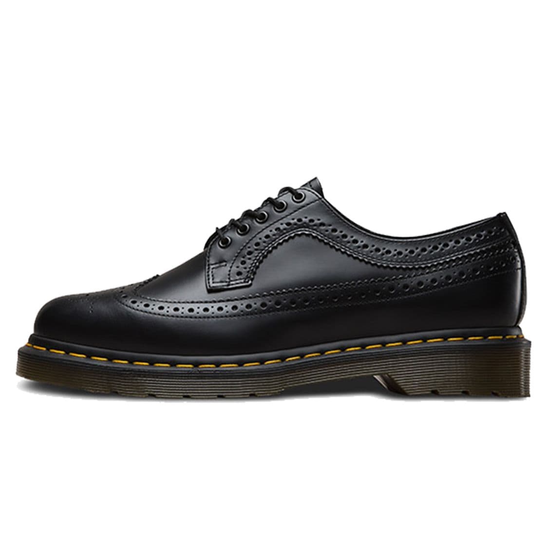 Dr. Martens 3989 Smooth Leather Brogue Black Yellow Stitch Unisex Sneakers 22210001 cm