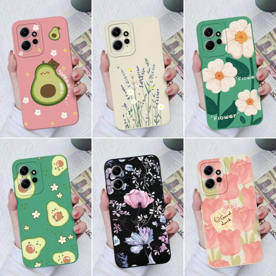Flower Cases For Xiaomi Redmi Note 12 11 10 9 8 7 Pro Max Back Cover Cute Avocado Soft Silicone Camera Protection Phone Fundas For Redmi Coques wine