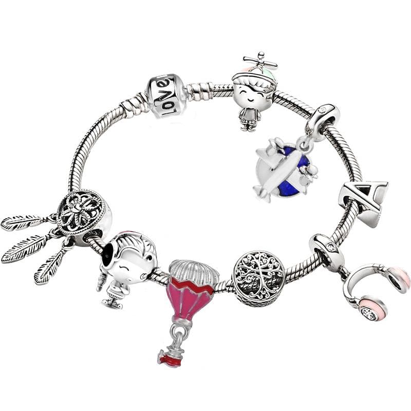Love You Forever Beads Charm Bracelets Elegant Silver Color Snake Chain Bracelets For Women Lover Jewelry Gift Special Offer