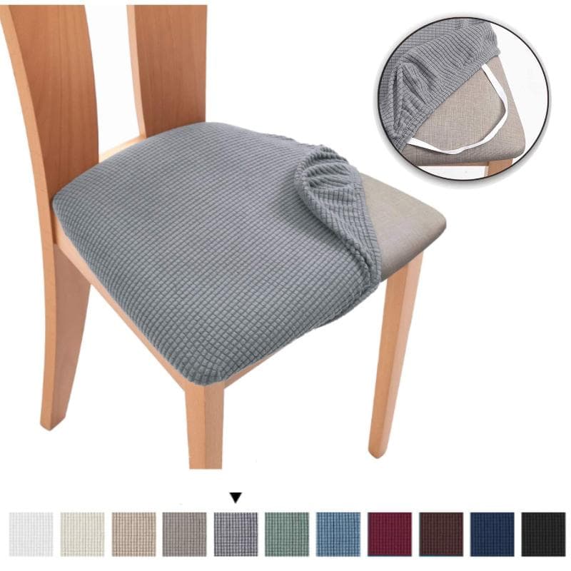 Spandex Jacquard Dining Room Chair Seat Covers,Removable Washable Elastic Cushion Covers for Upholstered Dining Chair dark cyan