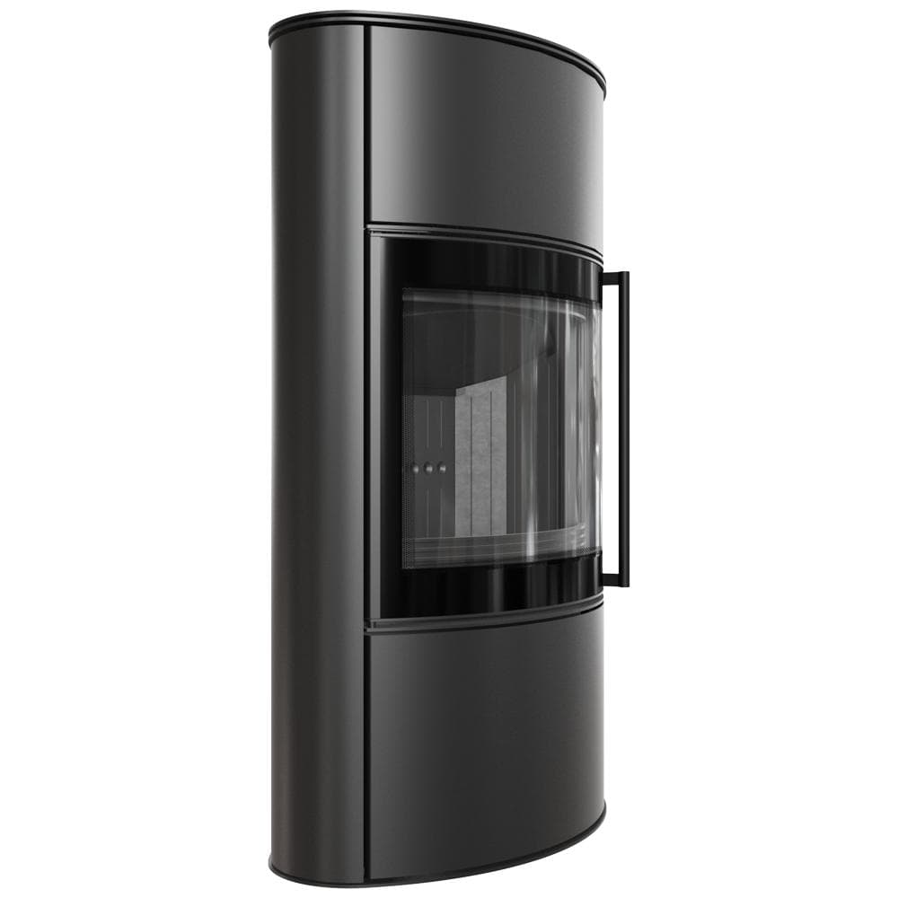 Wood burning steel stove KRATKI BJORN/W Ø 150 8 kW black thermotec self closing door black