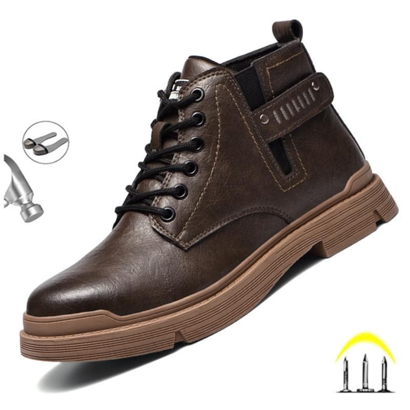Leather Work Safety Ankle Boots For Men Welding Anti Scalding Steel Toe Cap Male Boots Footwear Indestructible Shoes cm