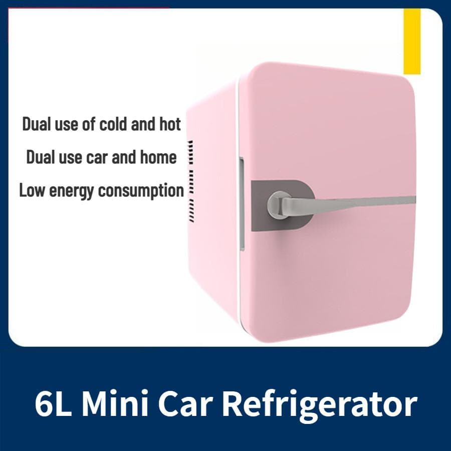 48W 6L 174x235x239mm Large Capacity Small Freezer Car Home Dual Use Refrigerator Low Noise Fridge Mini Car Refrigerator pink