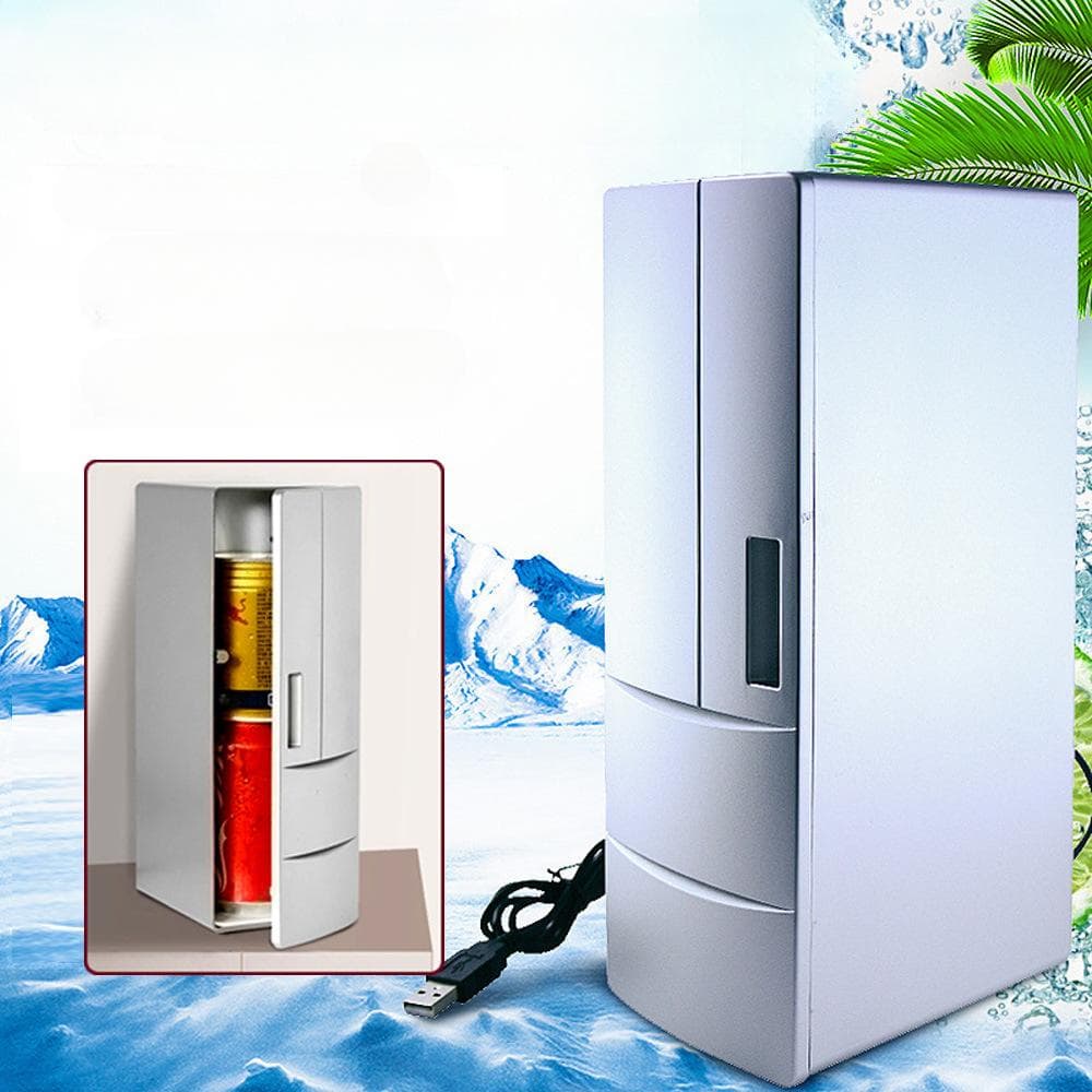 Small Fridge Freezer, Cooler and Warmer Mini Fridge Freezer, USB Refrigerator USB Frideg or Office for Home white