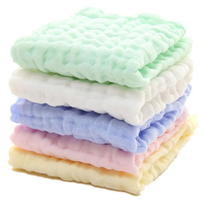 Baby Washcloths - Natural Cotton Baby Wipes - Soft Newborn Face Towel and Washcloth for Sensitive Skin, Registry as Shower, 5 P cm blue