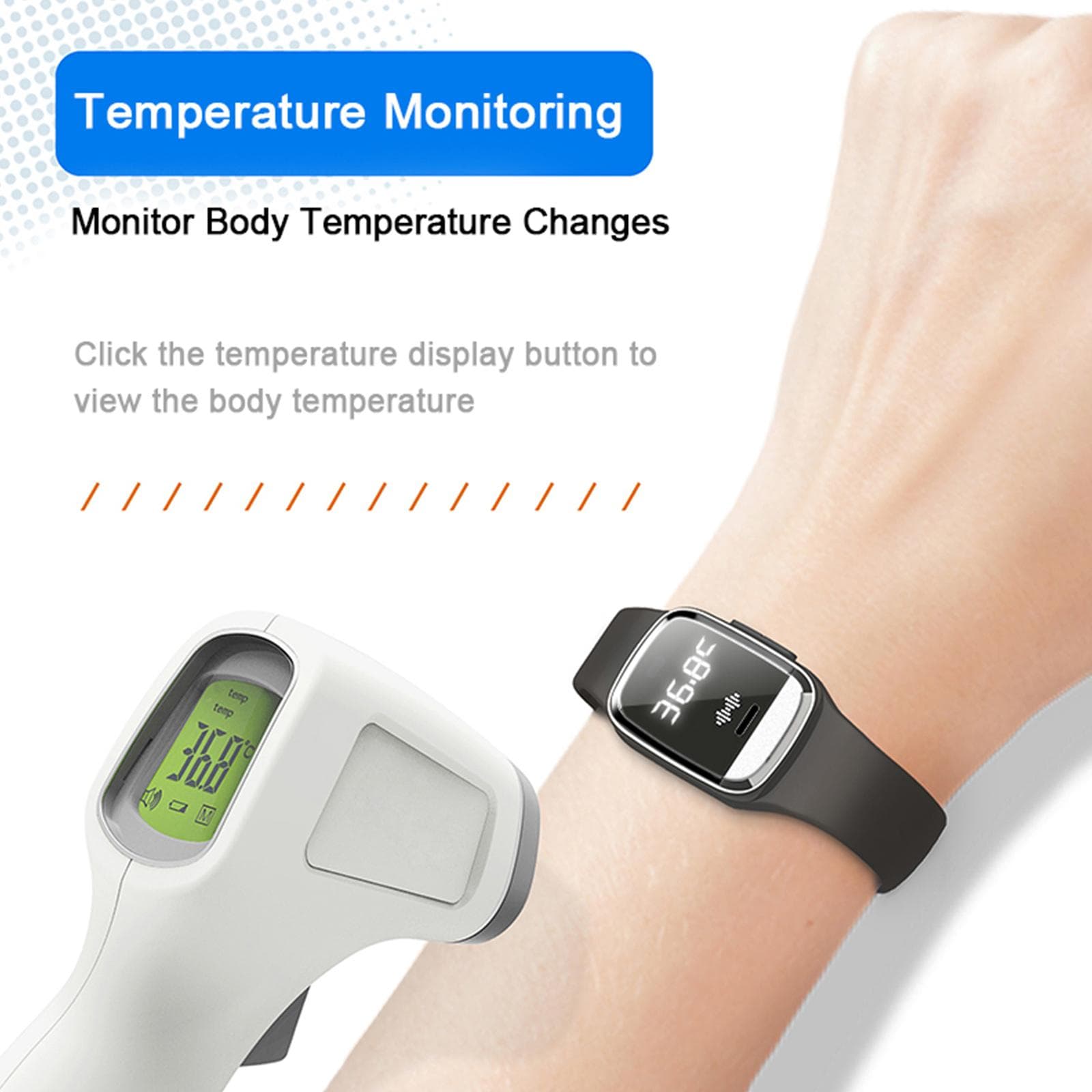 M20 3 in 1 Ultrasound Mosquito Repellent Wristband LED Clock Thermodetector Anti Mosquito Pest black
