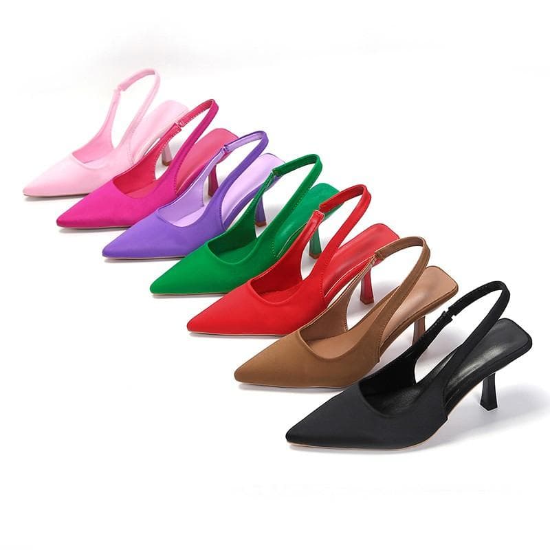 Women Rhinestone High Heels Woman Pumps Heeled Sandals Fashion Female Stiletto Slingback Pointe Weddings Bridal 2024 cm pink