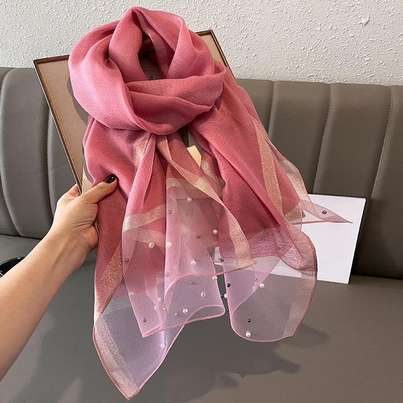 Women Fashion Scarf Plain Solid Silk Linen Shawls Scarves Four Seasons Lady Silk Scarf white