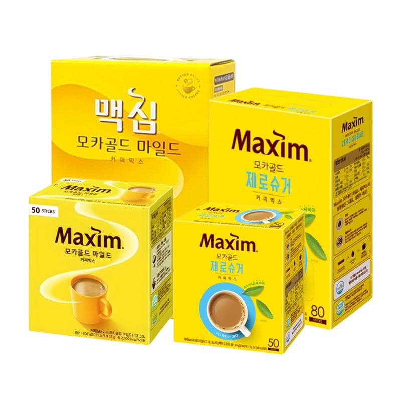 Dongsuh Maxim Mochagold Mild Coffee Mix 12g x 50PCS , 100PCS / Zero Sugar Coffee Mix 11.5g x 50PCS , 80PCS (7 Options)