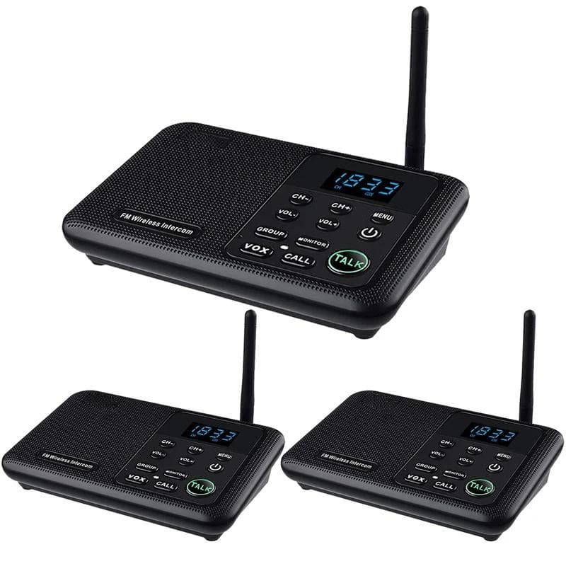 10-Channel FM Wireless Intercoms Home House Business Offices 1Mile Range Room to Room Calling &  Talking System