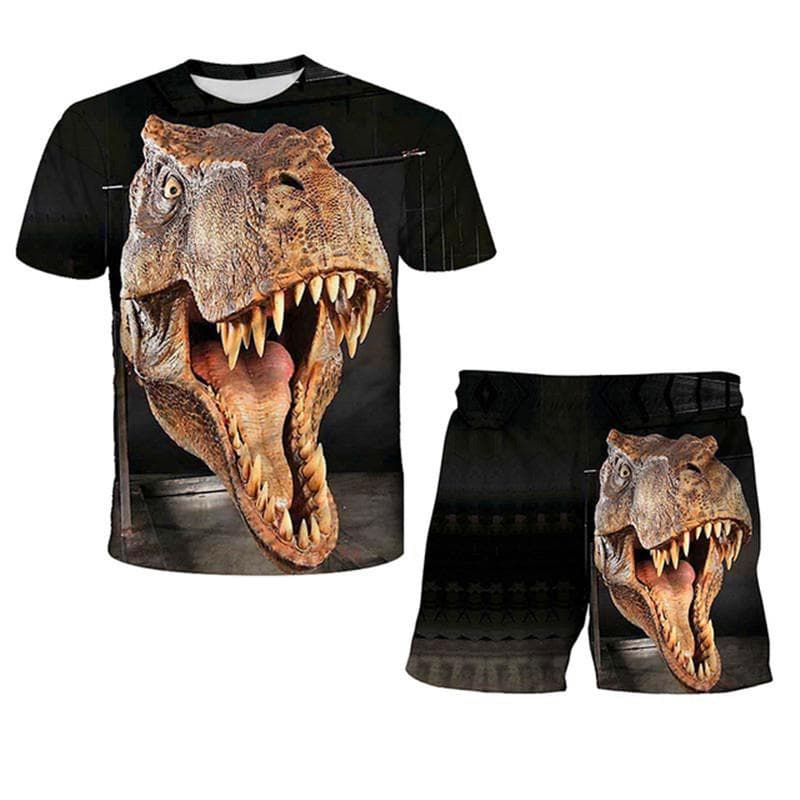 Children Dinosaur Clothing Sets Baby Boy Jurassic Park 3 Clothes Girls Short Sleeve T shirt+Pants 2pcs Suits Boys Clothes 1-14T cm