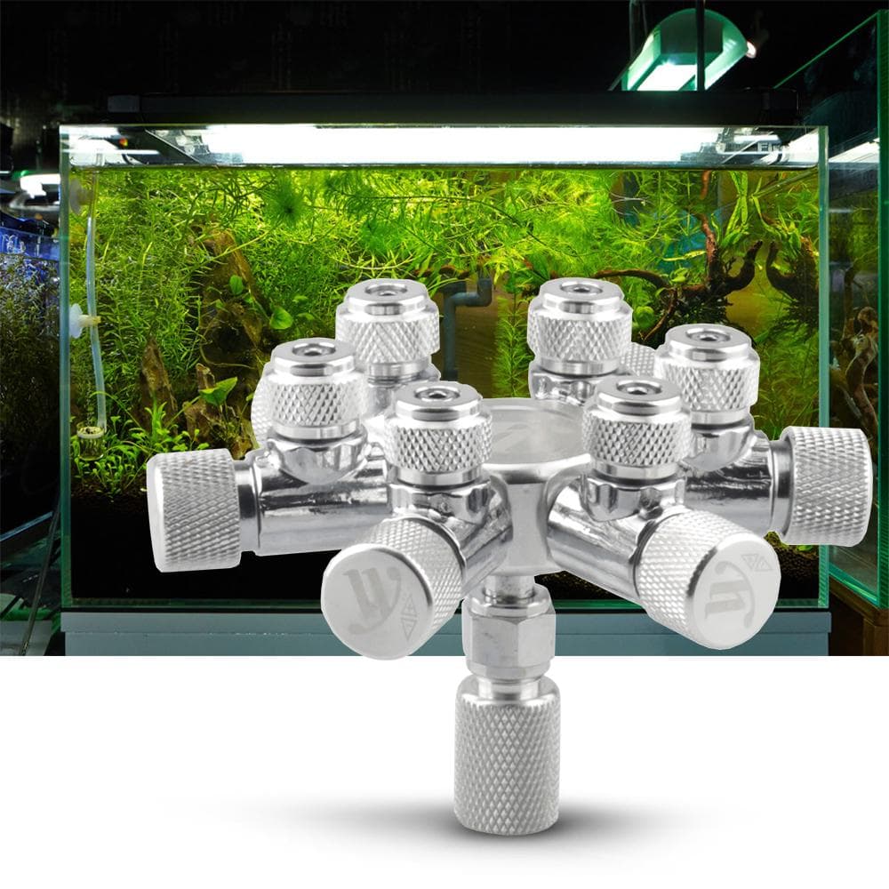 Aquarium Tank CO2 Splitter Regulator Distributor Needle Fine Adjusting Valve for CO2 Regulator with 6 Way Outlets