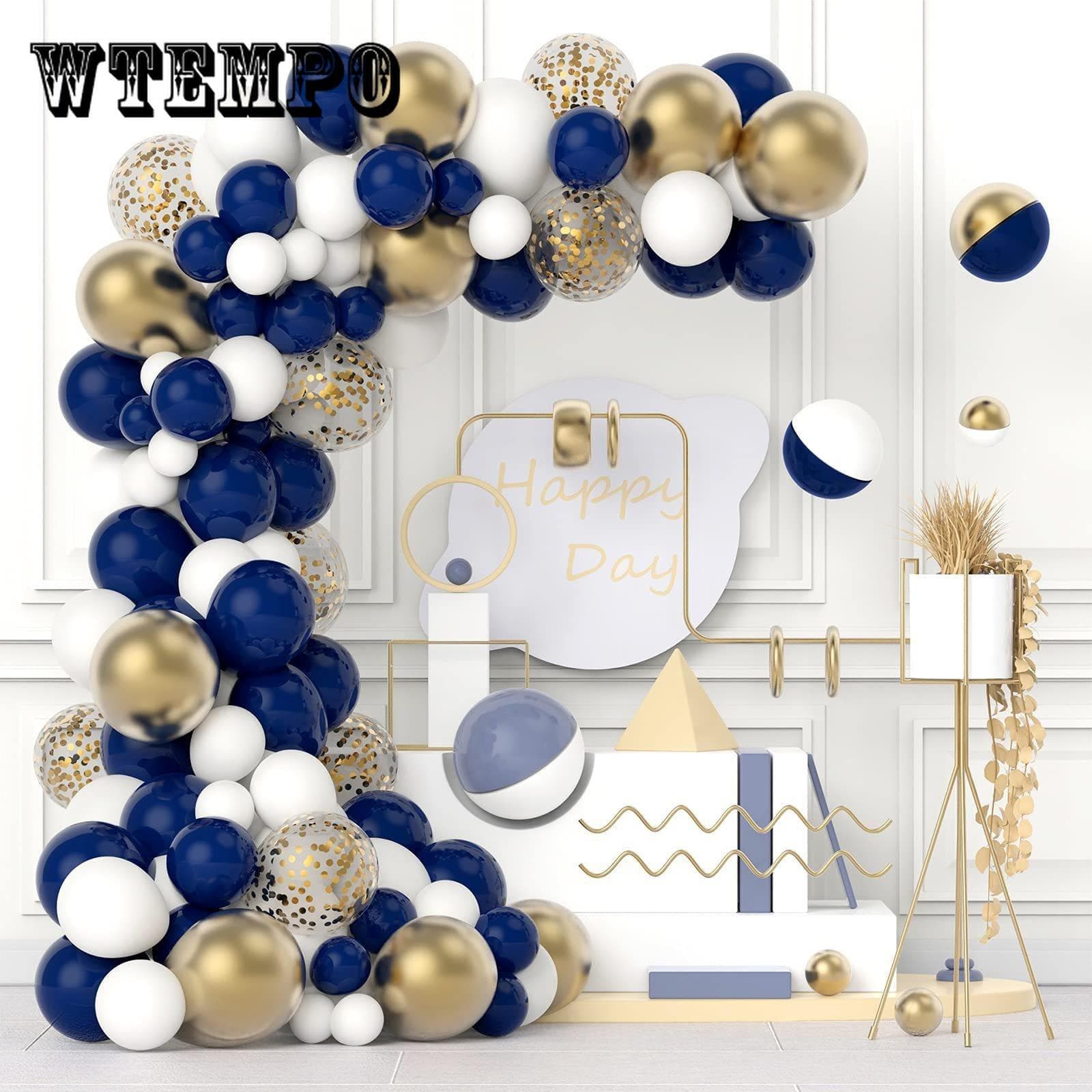 120PCS Navy Blue Gold Balloons Arch Garland Kit Confetti Ballon for Happy Birthday Party Supplies Wedding Graduation Decor Baby Shower