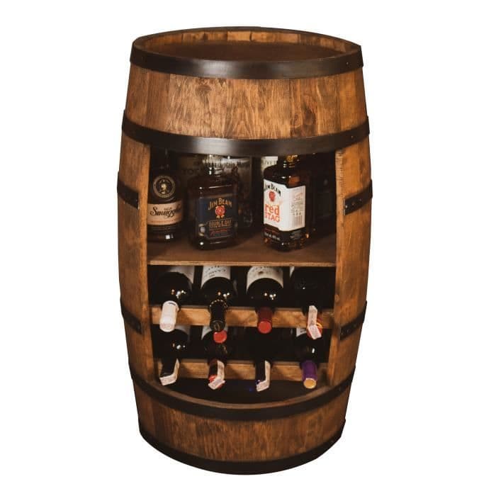 Casier à vin - Creative Cooper - Tonneau en bois, porte-bouteilles et étagère, casier à alcool, 80x50 cm, chêne wenge