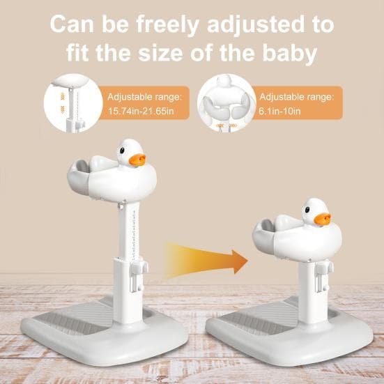 Baby Shower Rack Stand Height Width Adjustable Anti-Slip Bath Tub Holder Duck Design Foldable Portable Toddler Shower Support khaki