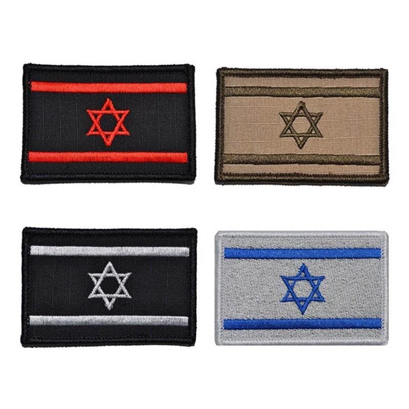 Israeli Flags Jewish Army Military Embroidered Velcro Patch Tactics Armbad Badget brown