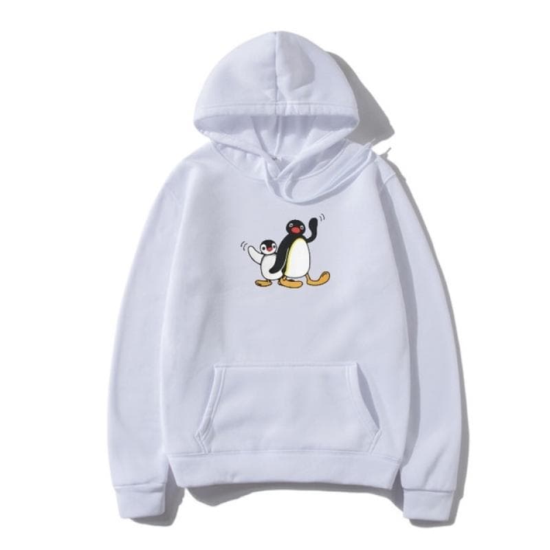 Pingu Men's Pullover Penguin Series Cartoon Meme Kids Retro Cute Funny Funny Hoody Camisas Hoodie Pullover Premium Cotton cm pink