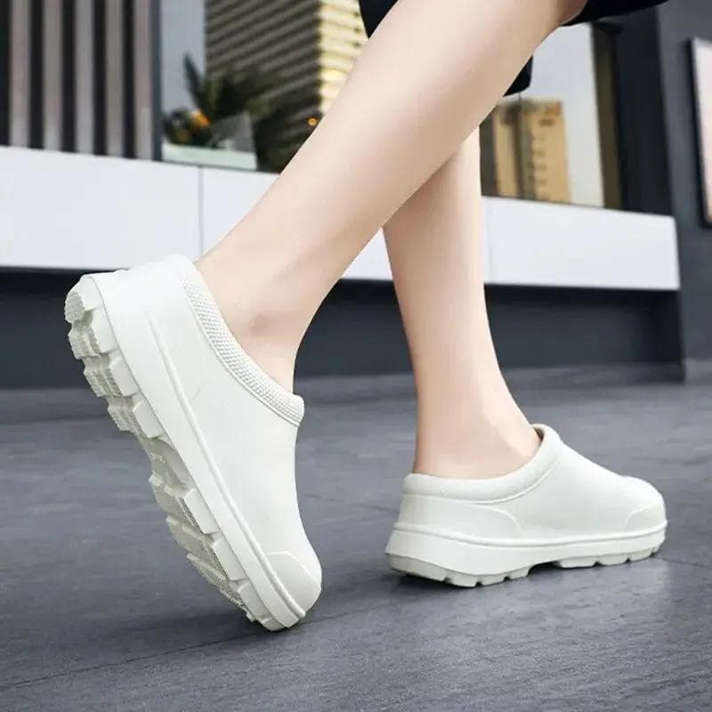 Oil-proof Women's chef shoes Non-slip men's safety shoes Soft waterproof work shoes Women's sandals Spring and autumn rain boots cm black