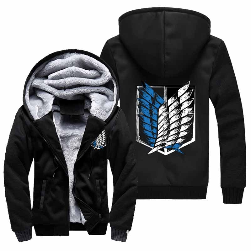 Anime Attack on Titan Cosplay Costume Hooded Thicken Hoodie Zipper Jacket Sweatshirts MEN Women Fleece Outwear Coat Tops cm