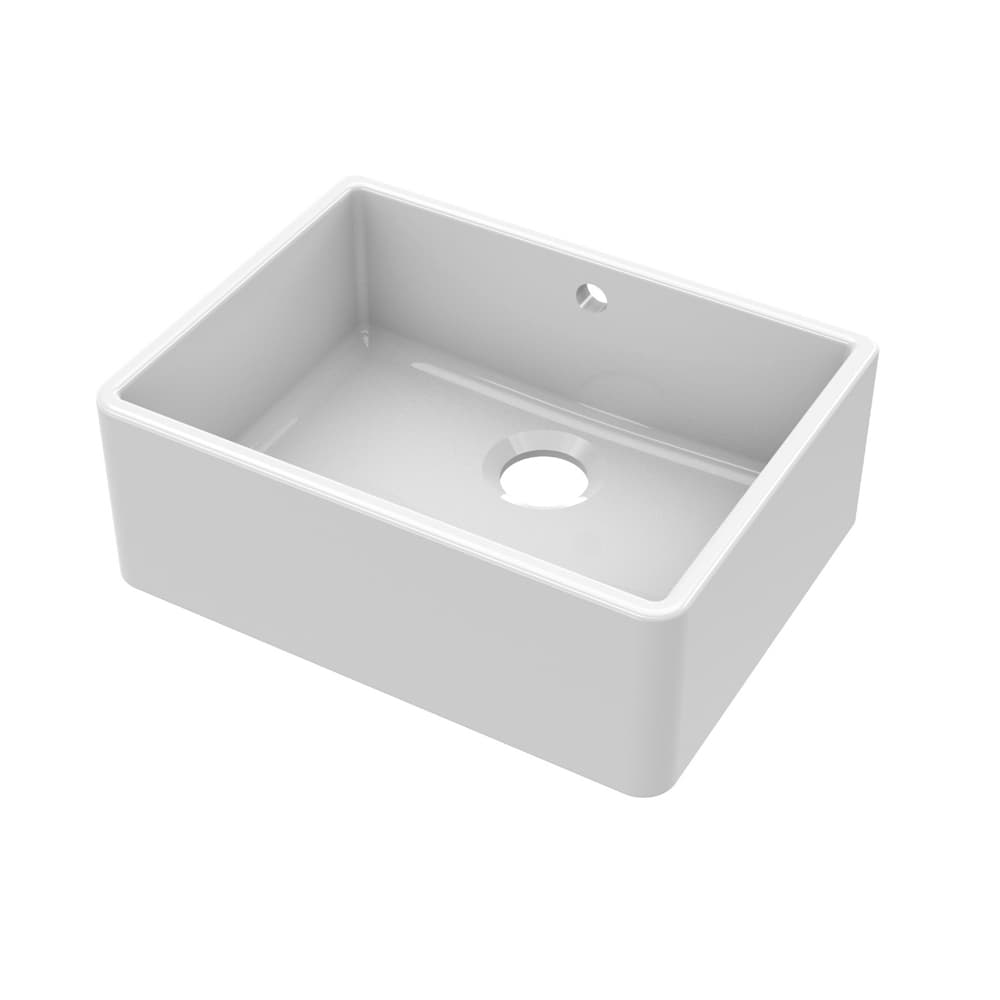 Lavabo da Cucina Stile Country in Ceramica con Troppopieno - 595mm x 450mm
