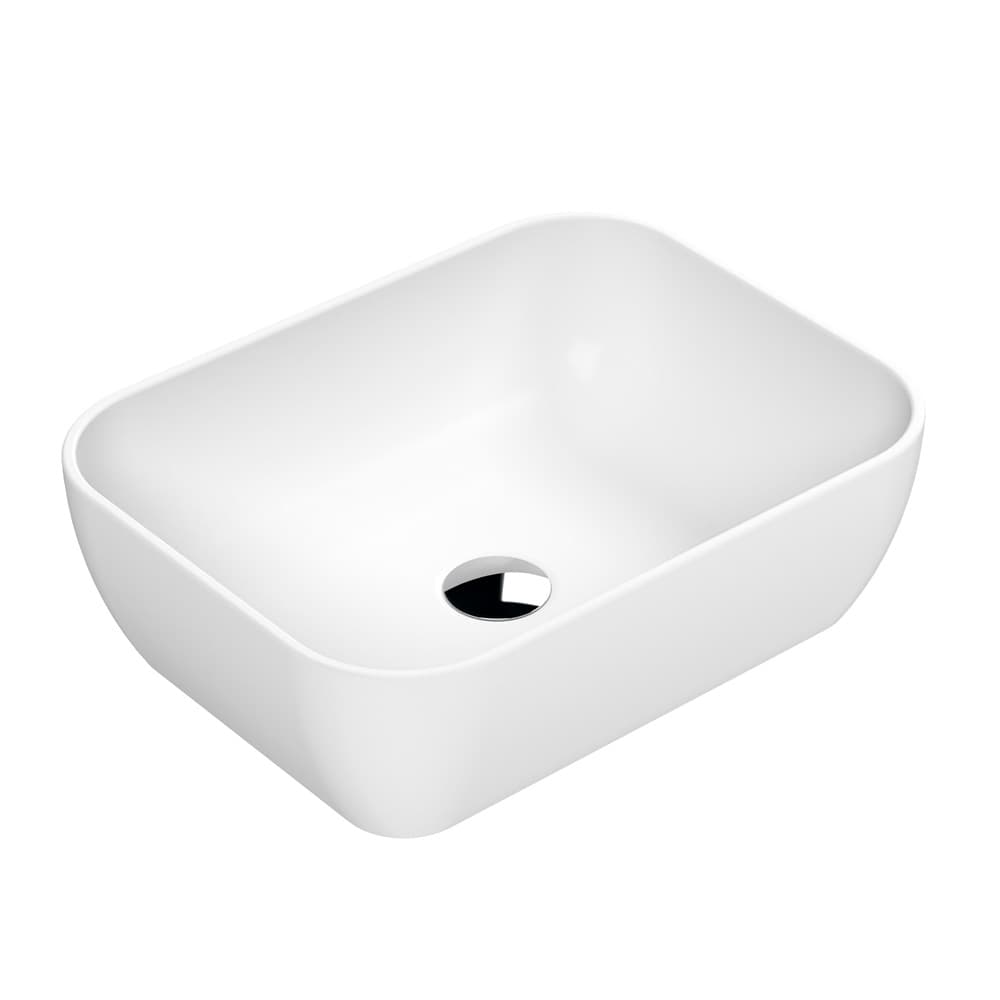 Lavabo Appoggio Quadrato Moderno Bianco Opaco 455x325mm