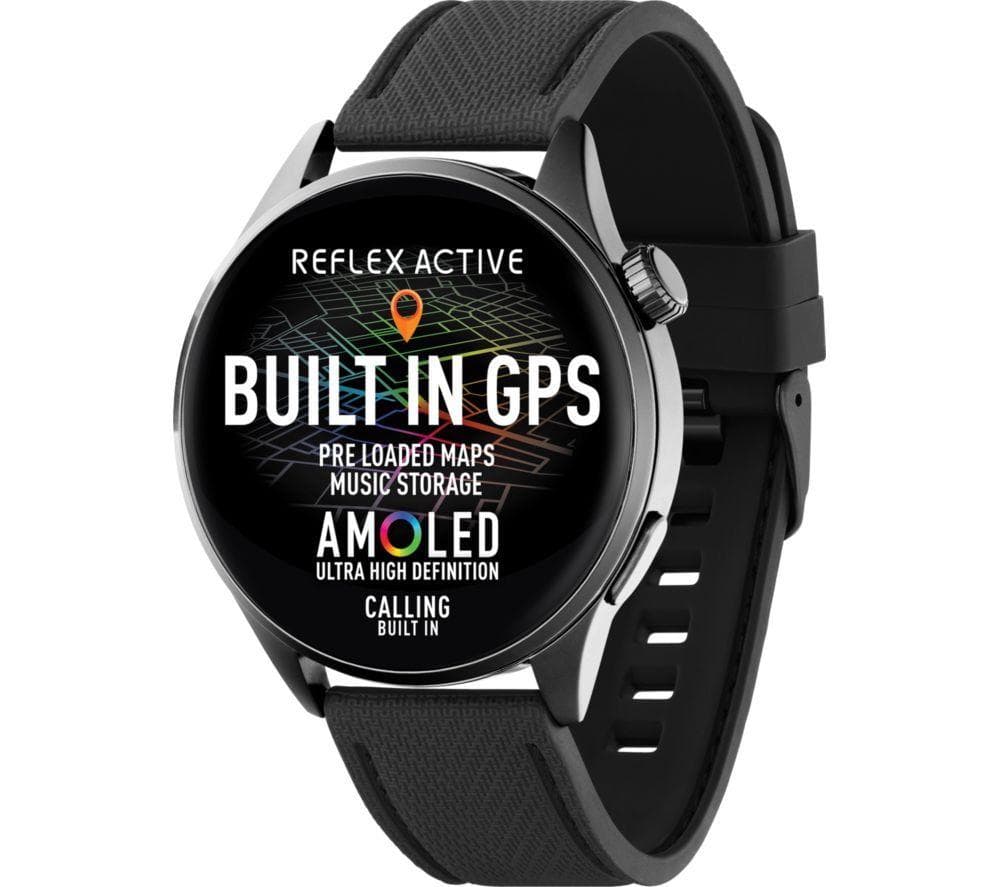 REFLEX ACTIVE Series 45 Smart Watch - Black, Silicone Strap