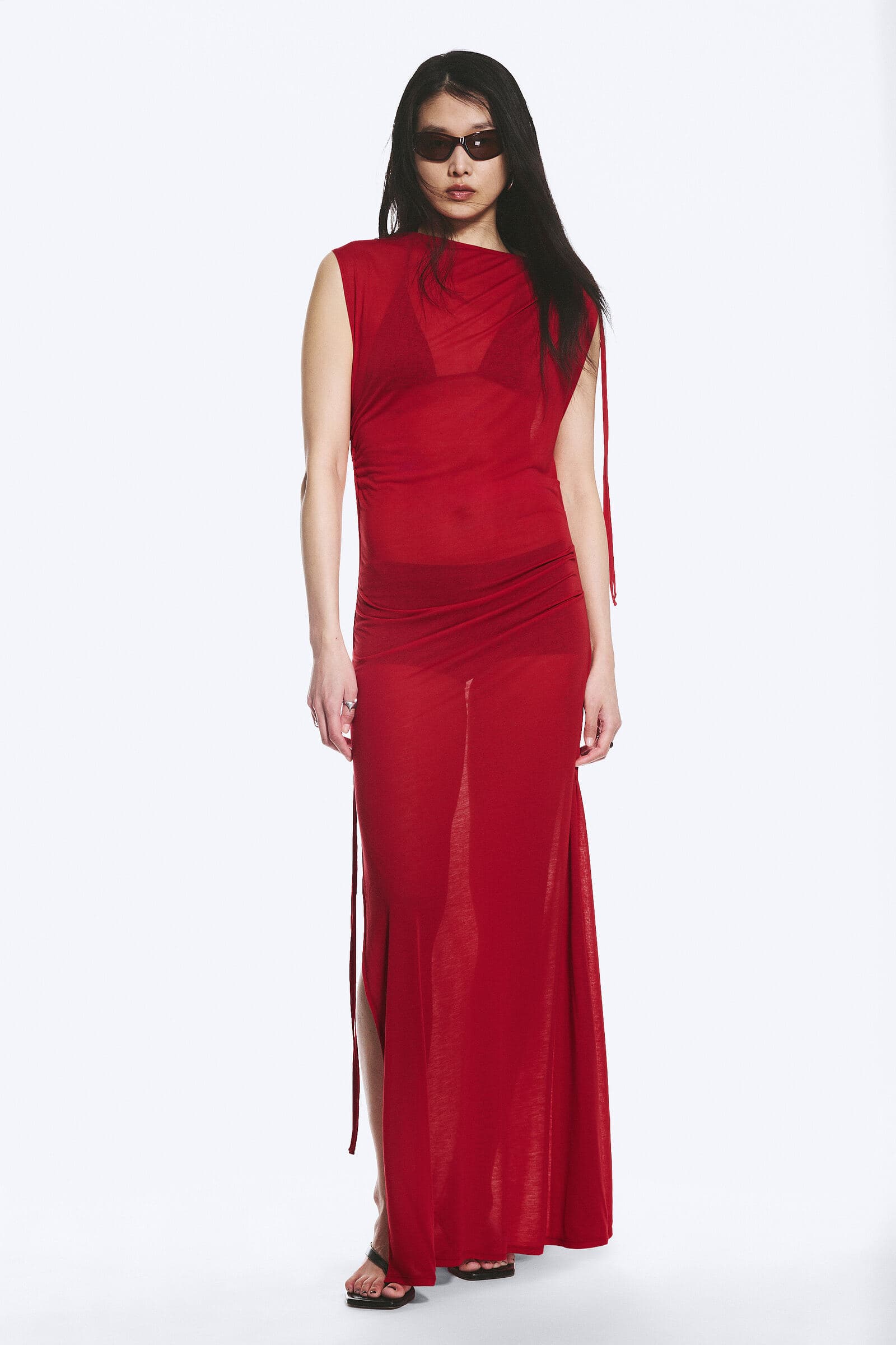 Sleeveless Boat-Neck Maxi Dress