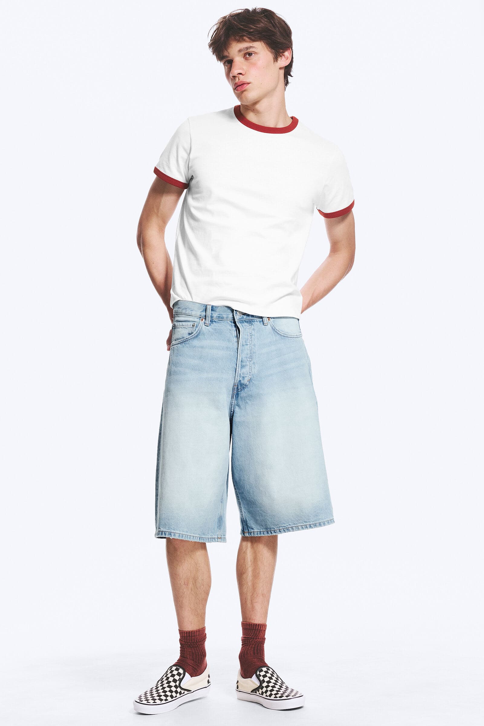 Astro Mid Rise Loose Baggy Denim Shorts