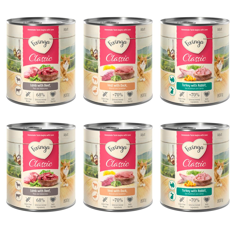 Feringa Classic Meat Menu Saver Pack 24 x 800g - Mixed Pack 3 (Rabbit & Turkey, Lamb & Beef, Duck & Veal)