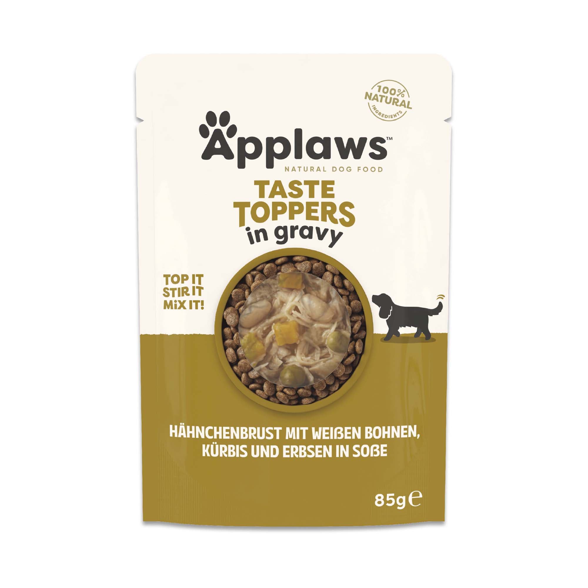 Applaws Taste Toppers in Gravy 12 x 85g  - Chicken Breast with White Beans, Pumpkin & Peas