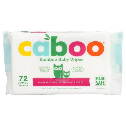 Caboo, Bamboo Baby Wipes, Unscented , 72 Jumbo Wipes