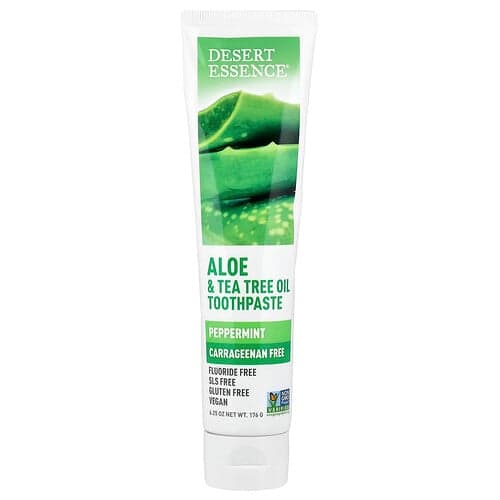 Desert Essence, Aloe & Tea Tree Oil Toothpaste, Peppermint, 6.25 oz (176 g)