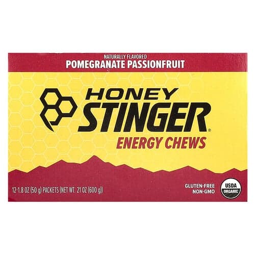 Honey Stinger, Energy Chews, Pomegranate Passionfruit, 12 Packets, 1.8 oz (50 g) Each