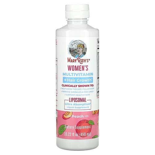 MaryRuth's, Women's Multivitamin + Hair Growth, Peach, 15.22 fl oz (450 ml)