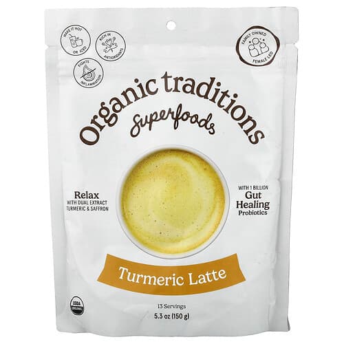 Organic Traditions, Superfoods, Turmeric Latte, 5.3 oz (150 g)