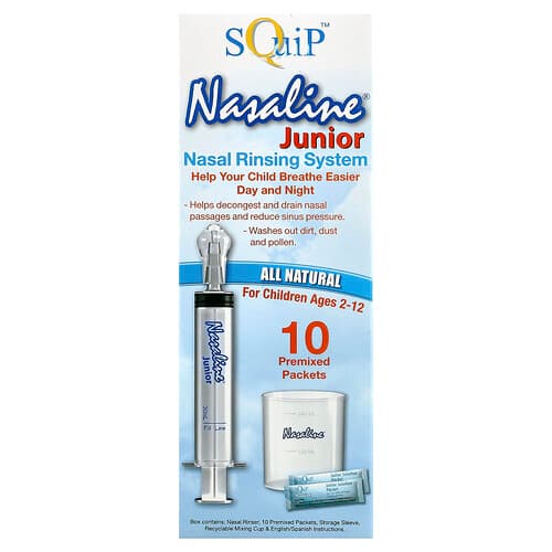 Squip, Nasaline Junior, Nasal Rinsing System, For Children Ages 4-12, 14 Piece Kit